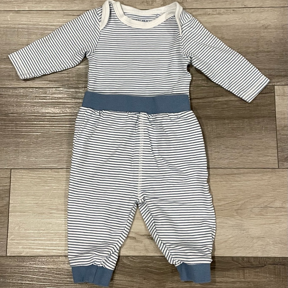 Bubble Gum Striped Baby Outfit - Blue and White